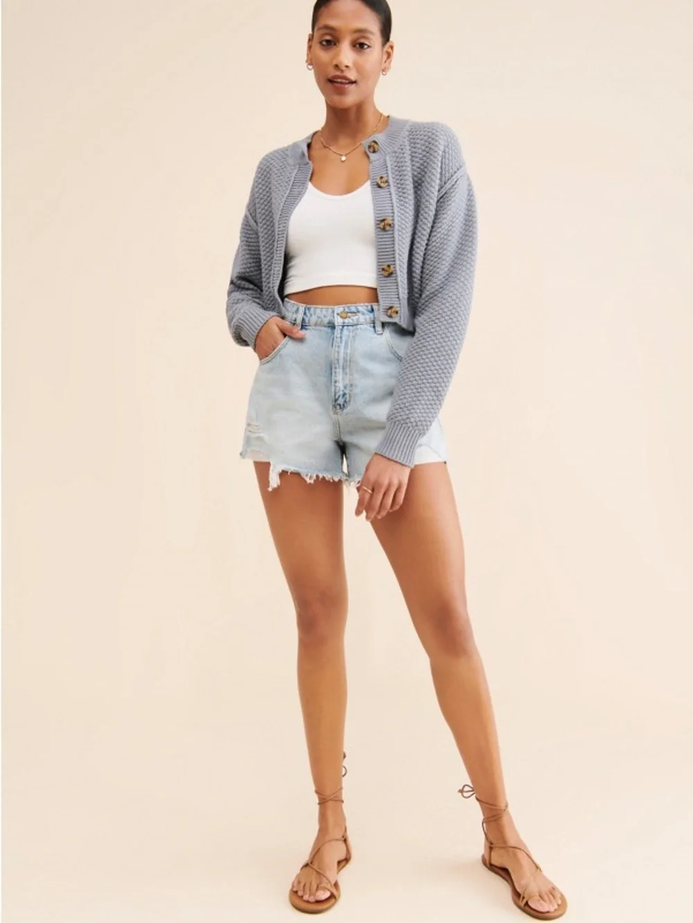 Free People Lila Knit Cardigan - Grey
